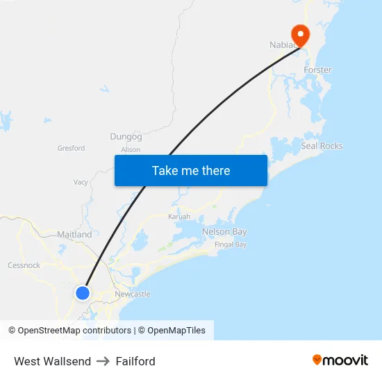 West Wallsend to Failford map