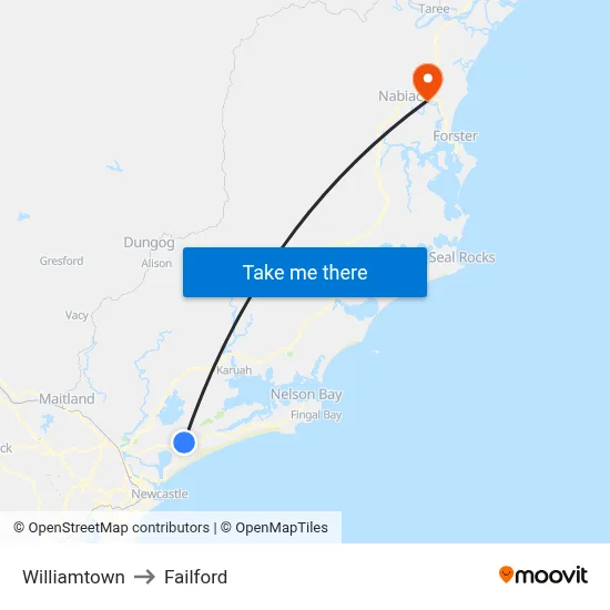 Williamtown to Failford map