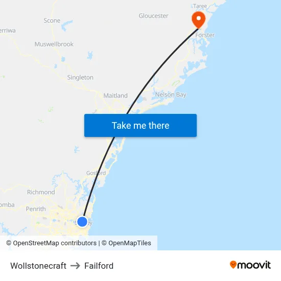 Wollstonecraft to Failford map