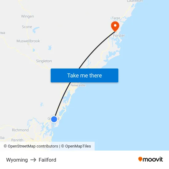 Wyoming to Failford map