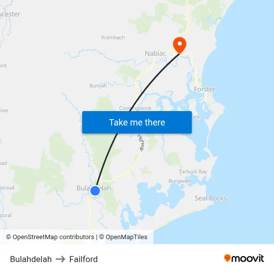 Bulahdelah to Failford map