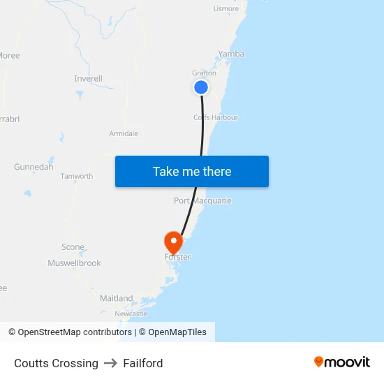 Coutts Crossing to Failford map