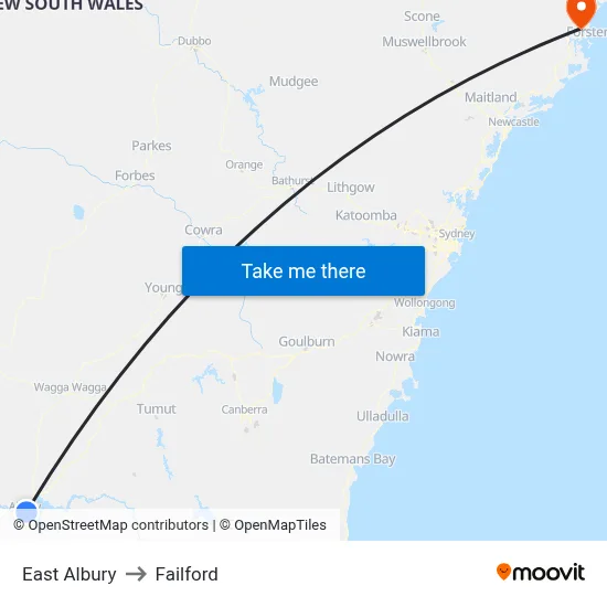 East Albury to Failford map