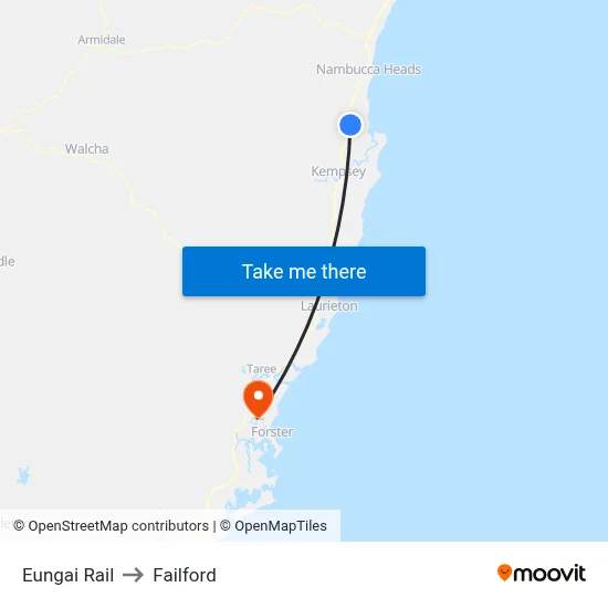 Eungai Rail to Failford map