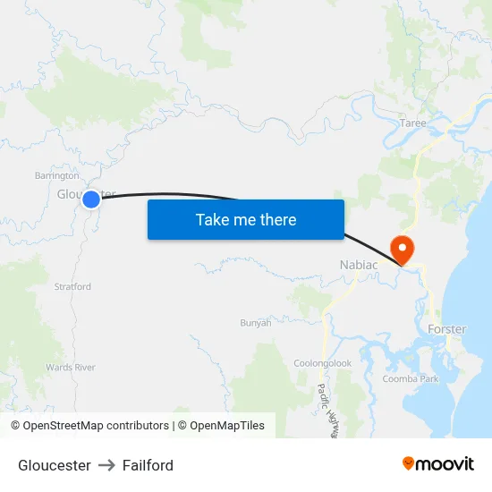 Gloucester to Failford map