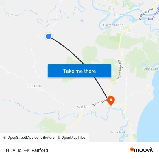 Hillville to Failford map