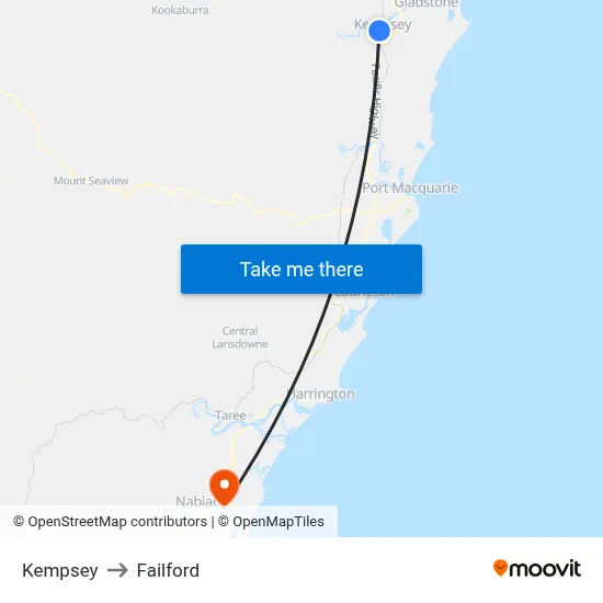 Kempsey to Failford map