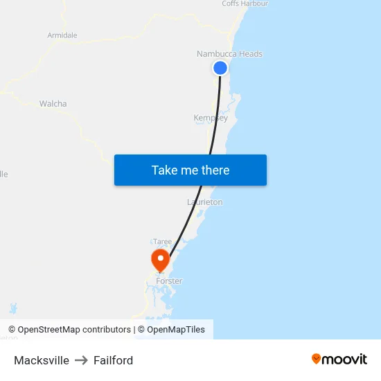 Macksville to Failford map
