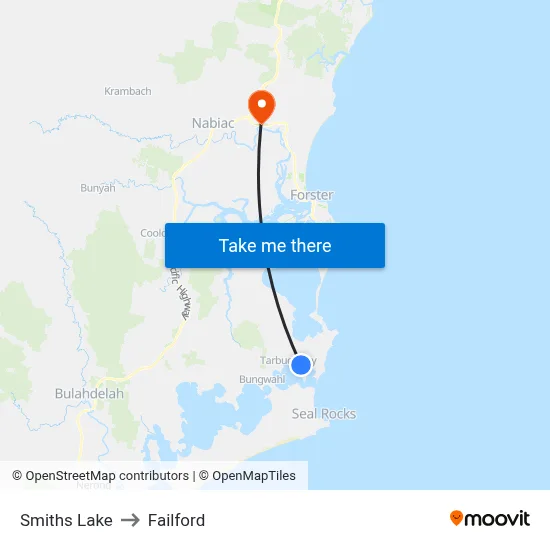Smiths Lake to Failford map