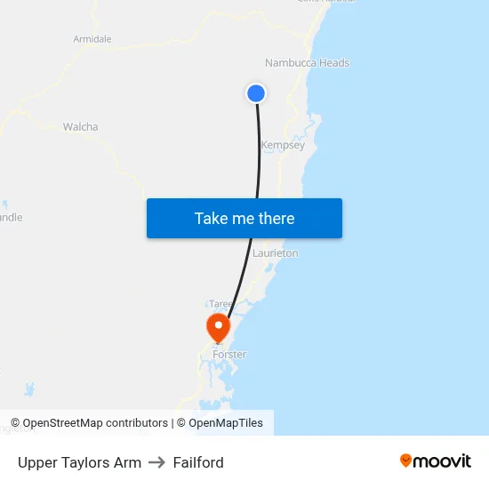 Upper Taylors Arm to Failford map