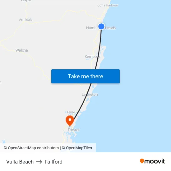 Valla Beach to Failford map
