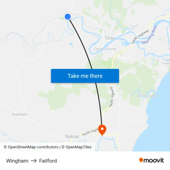 Wingham to Failford map
