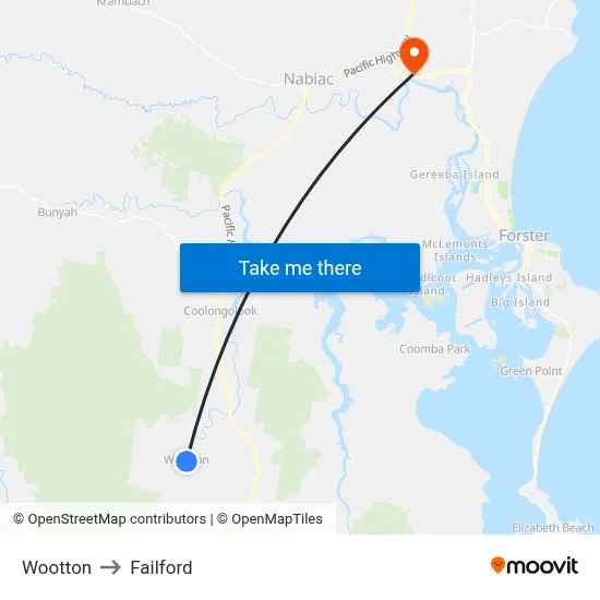 Wootton to Failford map