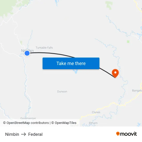 Nimbin to Federal map