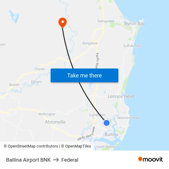 Ballina Airport BNK to Federal map