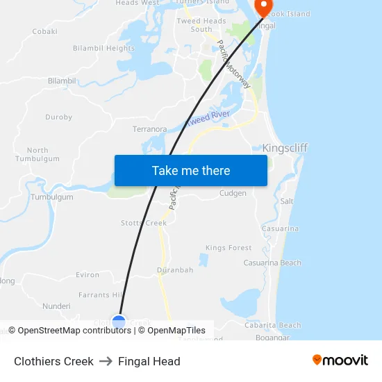 Clothiers Creek to Fingal Head map