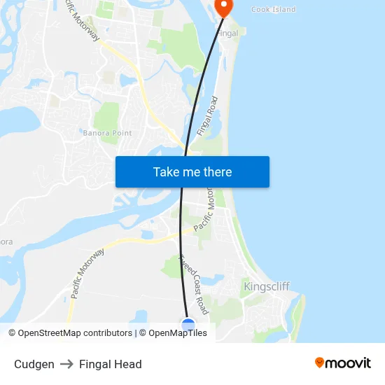 Cudgen to Fingal Head map