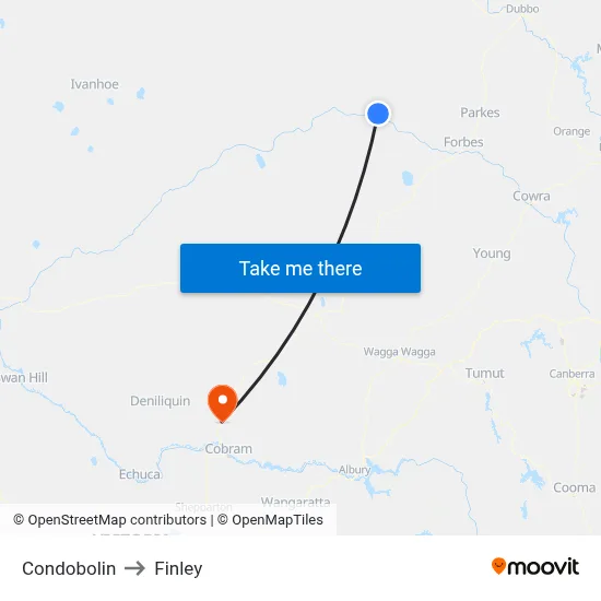 Condobolin to Finley map