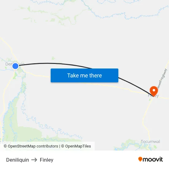 Deniliquin to Finley map