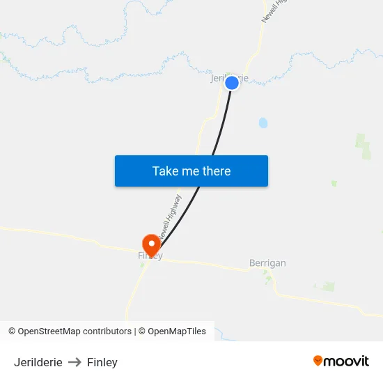 Jerilderie to Finley map
