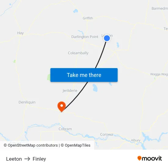 Leeton to Finley map