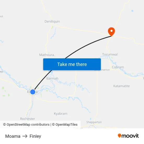 Moama to Finley map