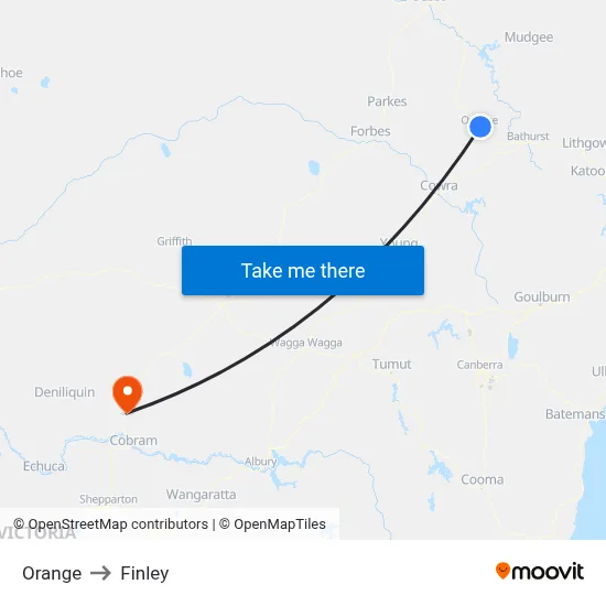 Orange to Finley map