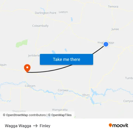 Wagga Wagga to Finley map