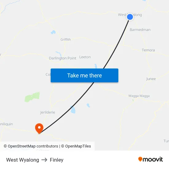 West Wyalong to Finley map