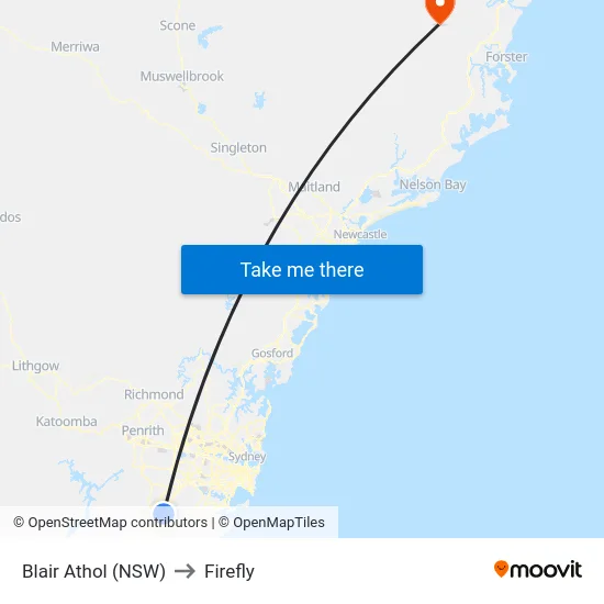 Blair Athol (NSW) to Firefly map