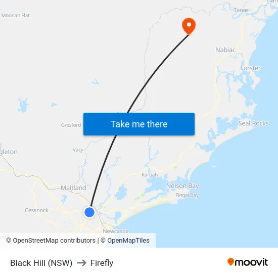 Black Hill (NSW) to Firefly map