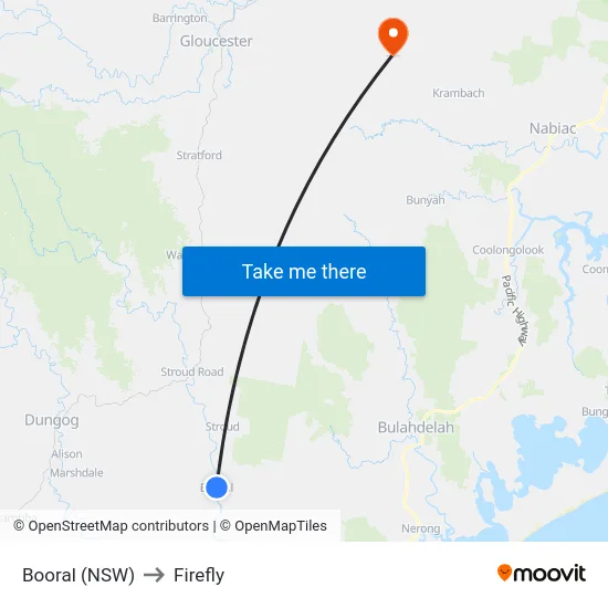 Booral (NSW) to Firefly map