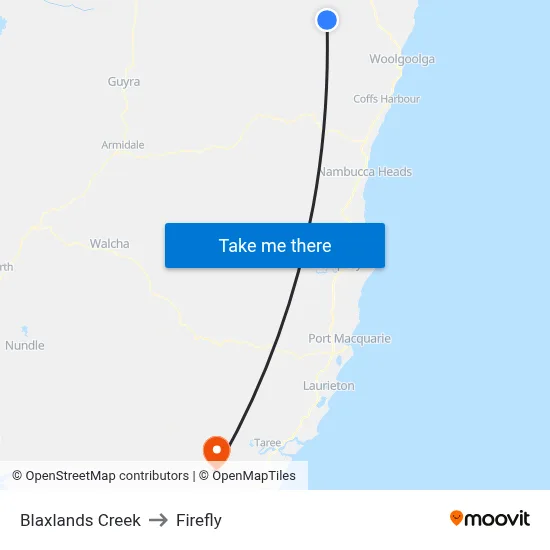 Blaxlands Creek to Firefly map