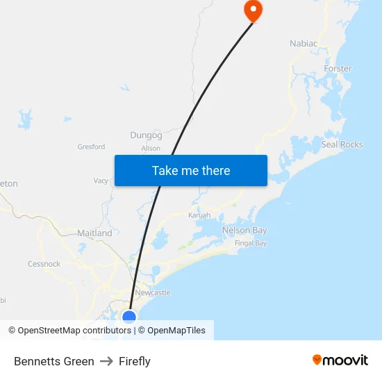 Bennetts Green to Firefly map