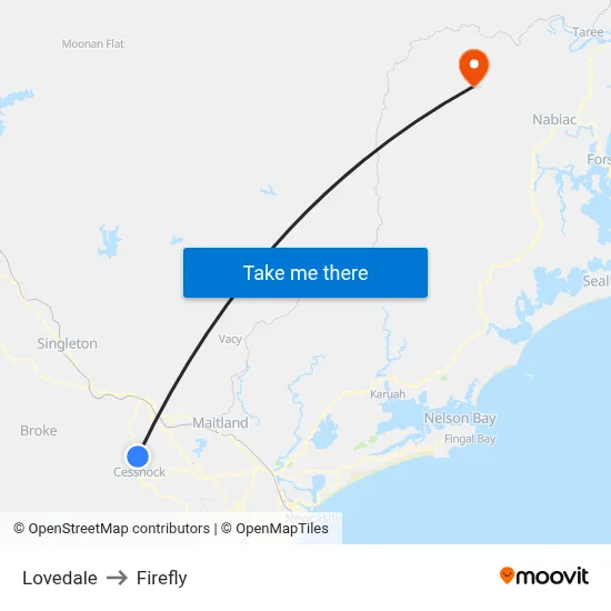 Lovedale to Firefly map