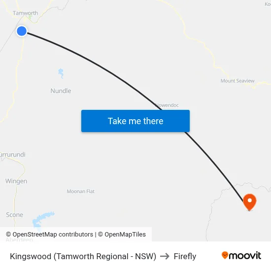 Kingswood (Tamworth Regional - NSW) to Firefly map