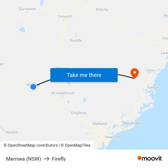 Merriwa (NSW) to Firefly map