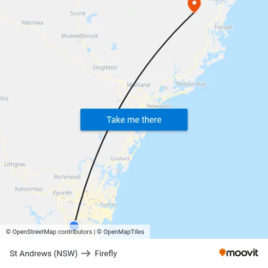 St Andrews (NSW) to Firefly map