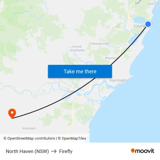 North Haven (NSW) to Firefly map