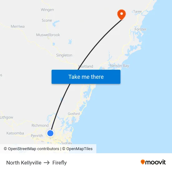 North Kellyville to Firefly map