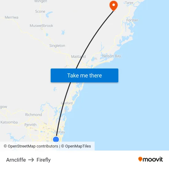 Arncliffe to Firefly map