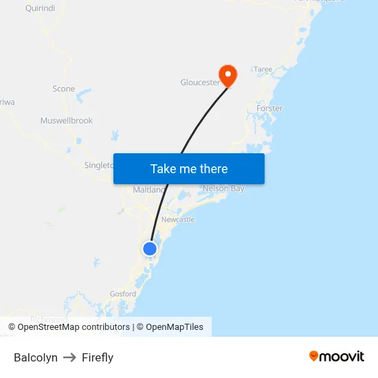Balcolyn to Firefly map