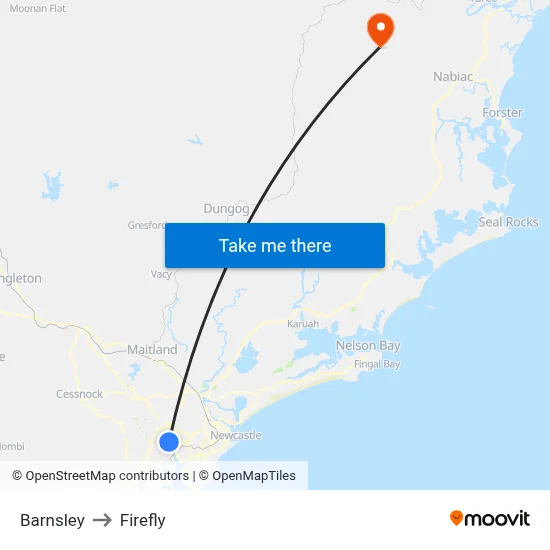 Barnsley to Firefly map