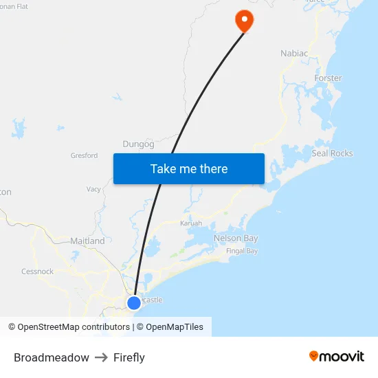 Broadmeadow to Firefly map