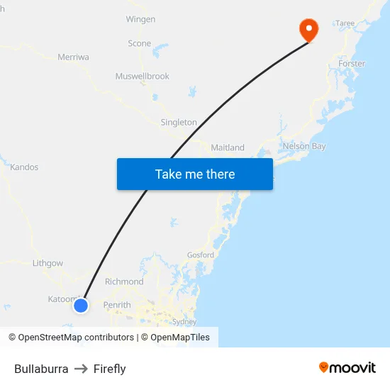 Bullaburra to Firefly map