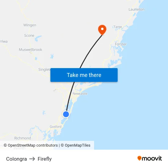 Colongra to Firefly map
