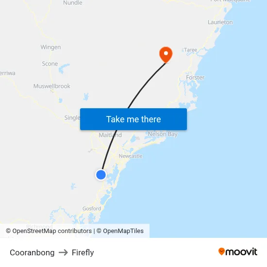 Cooranbong to Firefly map