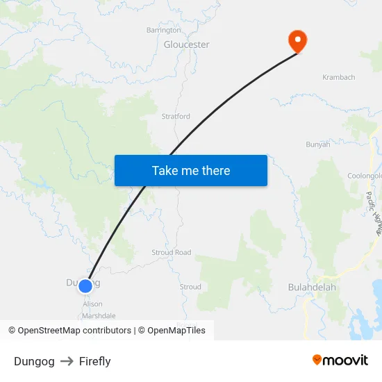 Dungog to Firefly map