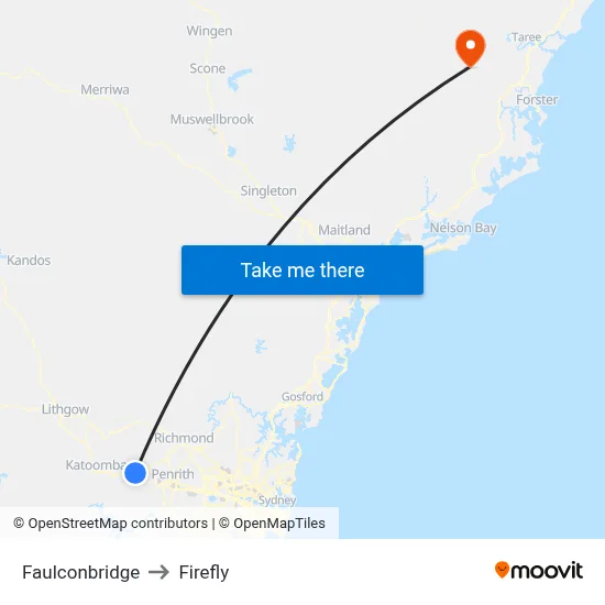 Faulconbridge to Firefly map