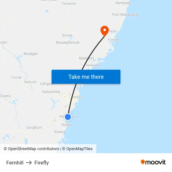 Fernhill to Firefly map